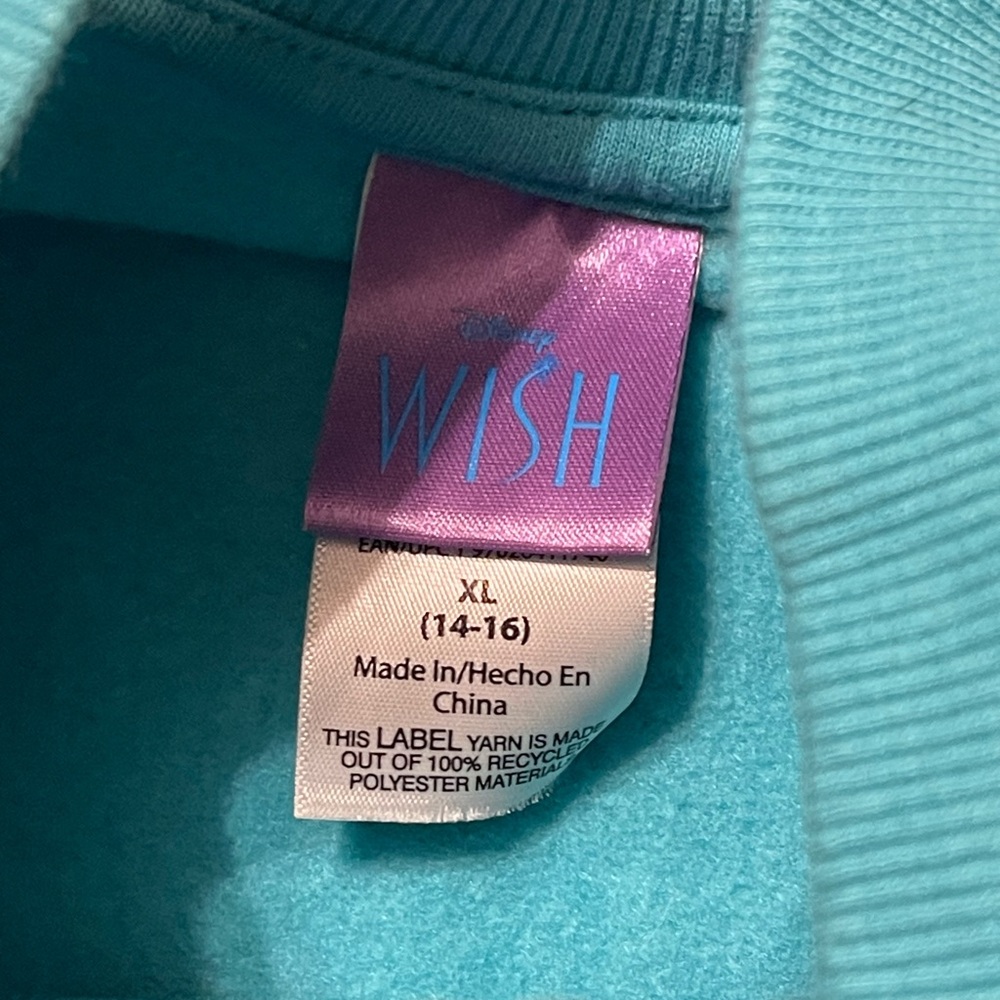 Disney Wish Juniors XL Sequined Sleeve Blue Zipper Jacket - Picture 8 of 8